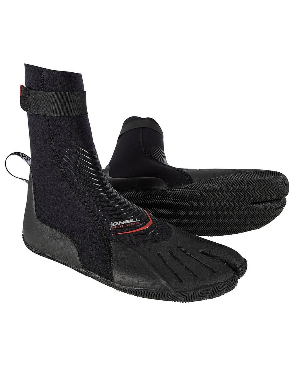Men's Black Split-Toe Neoprene Swim Boots with Red Accent - Picture 2 of 4